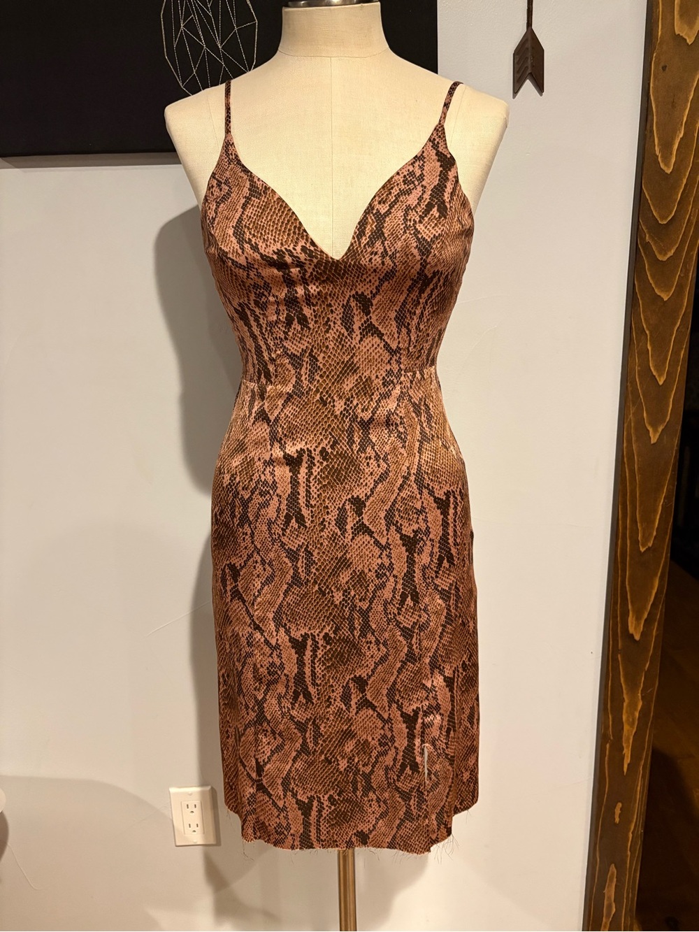 Express Brown Snake Print Slip Dress XS